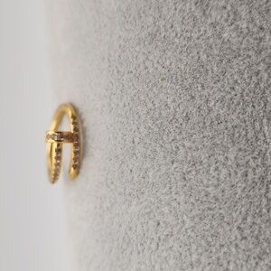 18K Gold Plated Nail Ring with Zircon Stones